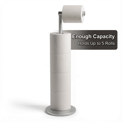 ZISH Toilet Roll Holder Free Standing - Stainless Steel Bathroom Toilet Paper Organizer and Dispenser - No Drill Toilet Roll Stand Freestanding - Up to 5 Toilet Roll Storage