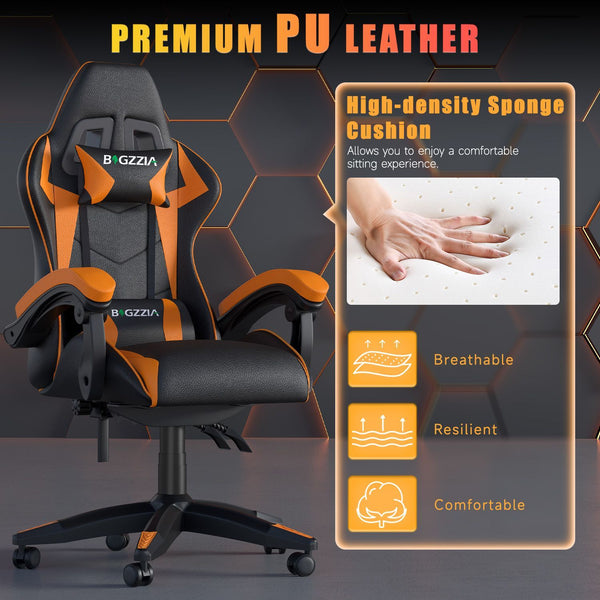GartistGo Ergonomic Gaming Chair - Gamer Chairs with Lumbar Cushion + Headrest, Height-Adjustable Office & Computer Chair for Adults, Girls, Boys (Without footrest)