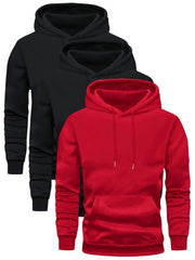 3 Counts Hooded Sweatshirt Men'S Light Version New Fleece Men'S Casual Versatile Fashion Trendy Brand Pullover Hoodie Mixed 3pcs Set