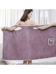 Women'S Coral Fleece Bathrobe, 1 Count Soft Absorbent Bath Skirt, Ladies Wearable Bath Towel, Bathrobe for Beach Spa Sauna Shower