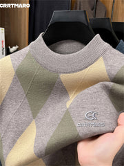 Carterma CRRTMARO Embroidered Sweater Men'S Warm Autumn And Winter Fleece Thickened Semi-High Collar Base Shirt Casual Men'S Clothing Shengyida