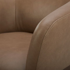 Aiden & Ivy Brown Leather Barrel Armchair