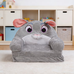Cozy Kid Folding Sofa, Plush, Washable Lounge Chair for Playroom & Nursery, Gray Dog Style Foldable Wide Handle Soft Breathable Toddler Chair for Reading Relaxing Sleeping(2 Layers)