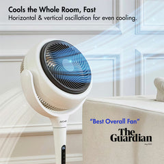 Aircraft LUME MIDI Ultra Quiet Air Circulator Table Fan with Remote & Dimmable Backlight in Stone White