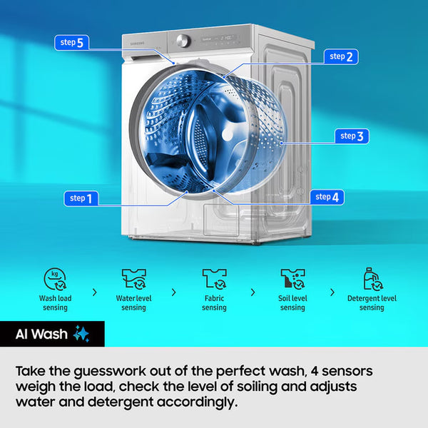 Samsung Series 5 WD90DG5G34BEEU 9Kg / 5Kg Smart Slim Depth Washer Dryer, E Rated in White