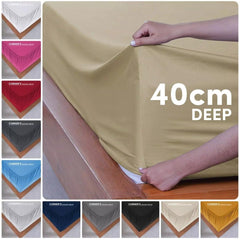 FORZA TEXTILES - Extra Deep 40cm Pocket Fitted Bed Sheet – Full Elastic Edge for Deep Mattresses, Durable Construction for Daily Use, Easy Care Fabric that Saves Time, Wrinkle-Resistant Surface and a Clean, Tidy Bed Appearance with Perfect Mattress Covera