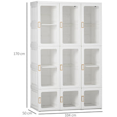 Portable Clothes Wardrobe for Bedroom, Foldable Clothes Organiser with Cube Storage, Hanging Rods, Magnet Doors, White, Modern Design, Modular Compartments, Magnetic Doors, Wrinkle-Free Hanging Space, Robust And Reliable