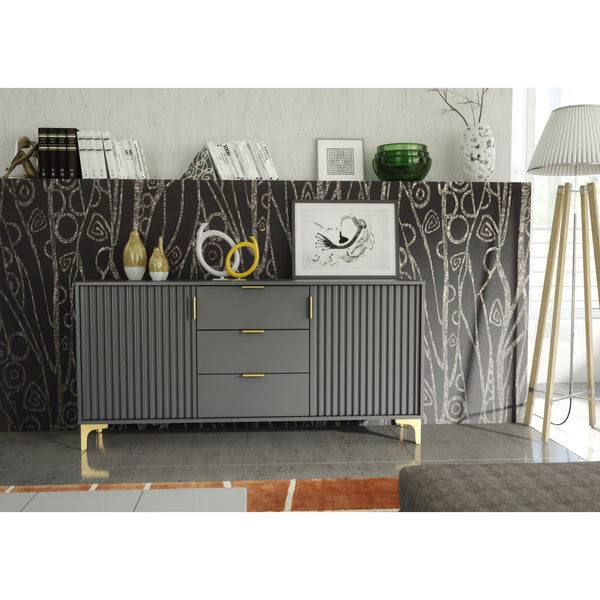 Tide Crest 140cm Modern Sideboard with Gold Accents and Storage