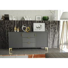 Tide Crest 140cm Modern Sideboard with Gold Accents and Storage