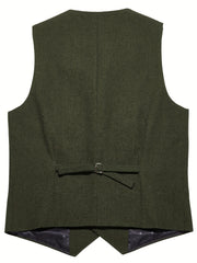 Men'S Vest Retro Fashion Groom Wedding Party Vest Men'S Herringbone Casual Business Waistcoat