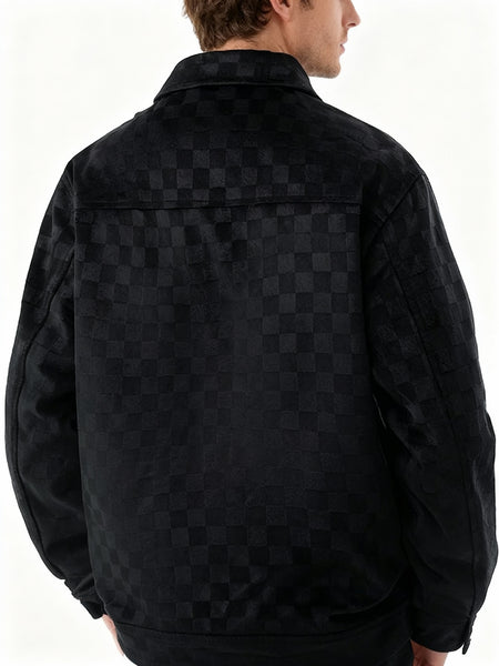 Men's Collared Shirt Thin Jacket Coat Casual Versatile Trendy High-End Workwear Top Checkered Spring/Autumn Shirt Jacket No Lining