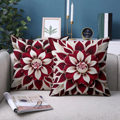 2pcs Red and White Floral Pillow Cover, Made of Soft Polyester Material, 18x18 Inches Double-sided Printing, Modern Art Style, Machine Washable Zipper Closure, Suitable for Living Room and Bedroom Decoration (excluding Inner Core)