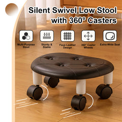 Low Rolling Stool with Wheels | Low To Ground Roller Seat,Castor Seat with Soft Cushion for Home Office Garage Shop Stools,Easy To Move, Stool on Whee