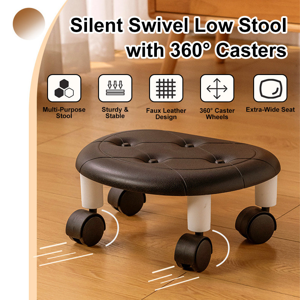 Low Rolling Stool with Wheels | Low To Ground Roller Seat,Castor Seat with Soft Cushion for Home Office Garage Shop Stools,Easy To Move, Stool on Whee
