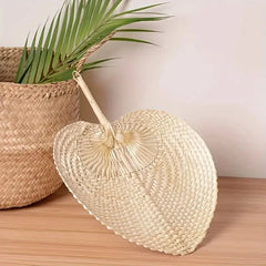 Set of 2 Hand-Woven Bamboo And Rattan Fans, Perfect for Keeping Cool in Summer, Ideal for Farmhouse-Style Wall Decor Or As Gifts for Weddings And Parties