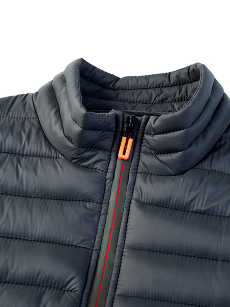 Men'S Lightweight Vest, Men'S Jacket, Autumn And Winter Vest, Stand-Up Collar Solid Color Casual Zipper Pocket Vest