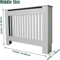 Radiator Cover Cabinet Large Small Wooden Radiator Cover, White Wood Painted MDF Cabinet Heater Cover Cabinet, Slats, Grill, Wood Top Shelf Easy Assembly for Living Room, Hallway, Bedroom Decoration