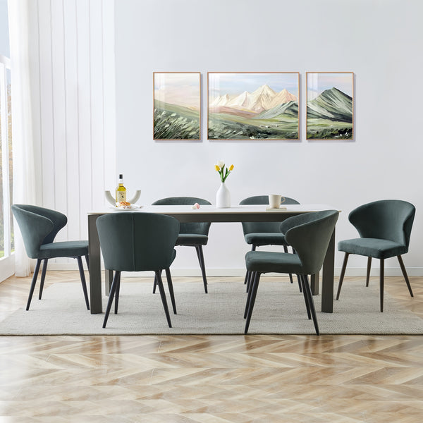 Set of 2 or 4 Corduroy Upholstered Dining Chairs - Modern Padded Seats with Black Metal Legs, Scandinavian Rustic Chairs Suitable for Kitchen, Restaurant, Cafe - - Fabric &