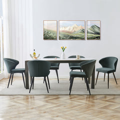 Set of 2 or 4 Corduroy Upholstered Dining Chairs - Modern Padded Seats with Black Metal Legs, Scandinavian Rustic Chairs Suitable for Kitchen, Restaurant, Cafe - - Fabric &