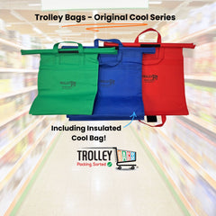 Trolley Bags - Original Cool Series - Reusable Shopping Bags - Pack of 3 Original Vibe Shopping Bags with Cool Bag, Replace Carrier Bags, Heavy Duty Reusable Non-woven Polypropylene Bags & Organiser for Grocery Food Shopping, Washable, Convenient Speeds u