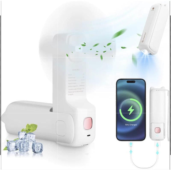 [Mini USB Fan & Light] Portable 3-Speed Handheld Fan | Illuminated Night Light, MINI Power Bank, 2000mAh Lithium Battery, USB Charging, Foldable Design | Home, Office, Outdoor, Travel, Gift for Female Friends
