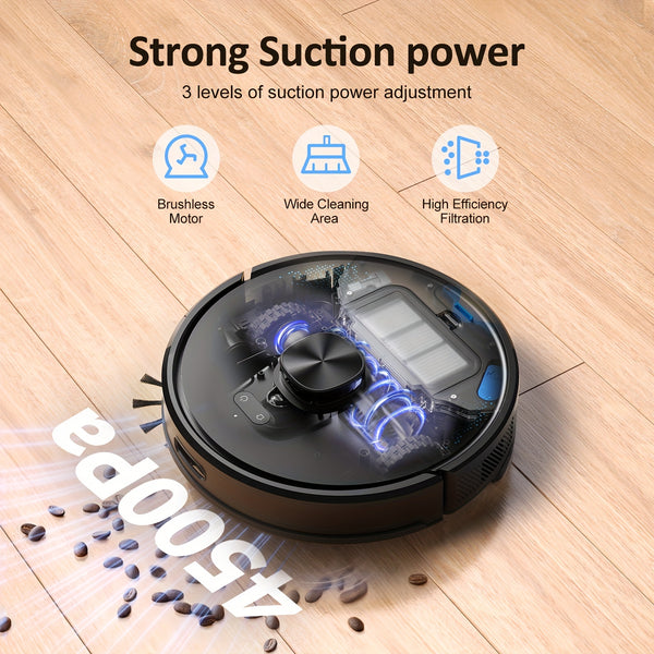 Lubluelu 2025 Latest SL60 Ultra 4500Pa Robot Vacuum And Mop Combination, Automated Vacuum, Self-Recharging, Anti-Siphon, 55Db Quiet Operation, Ultra-Slim Design, 5 Mapping Options, 24 Restricted Areas for Pet Hair on Carpets And Hard Floors