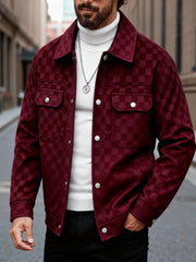 Men's Collared Shirt Thin Jacket Coat Casual Versatile Trendy High-End Workwear Top Checkered Spring/Autumn Shirt Jacket No Lining