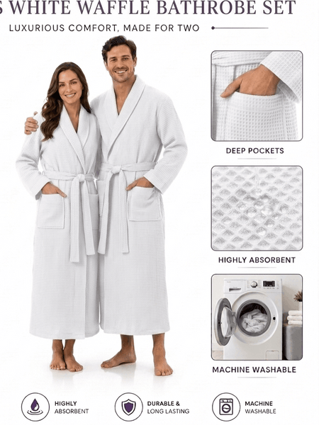 Unisex Waffle Bath Robe Luxury 100 Egyptian Cotton Soft Hotel Quality Dressing Gown Spa Shawl Lightweight Sleep Nightwear Collar Robe Size S-XL