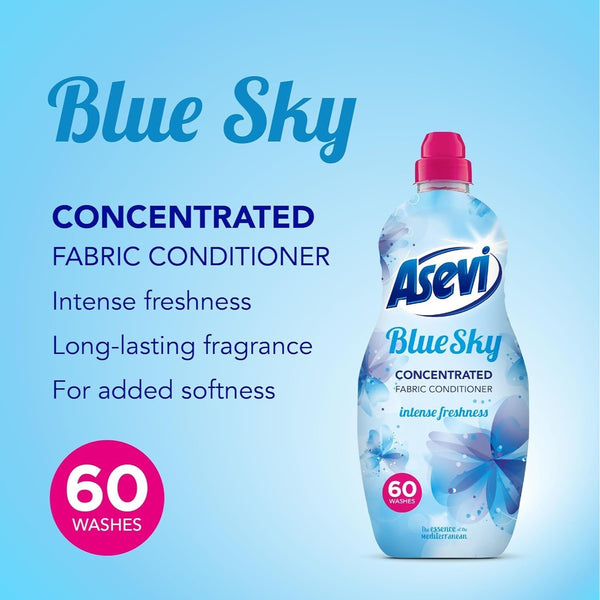 Asevi Fabric Conditioner, Laundry Conditioner, Liquid Fabric Conditioner, 60 Washes, Multipack of 10 X 1380ML (Blue)