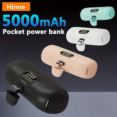 Hinne 5000mAh Mini Portable Charger, Ultra-Compact Battery Pack Travel Phone Charger, Emergency Power Pocket Power Bank, USB Mobile Backup Battery Pack, Gift.