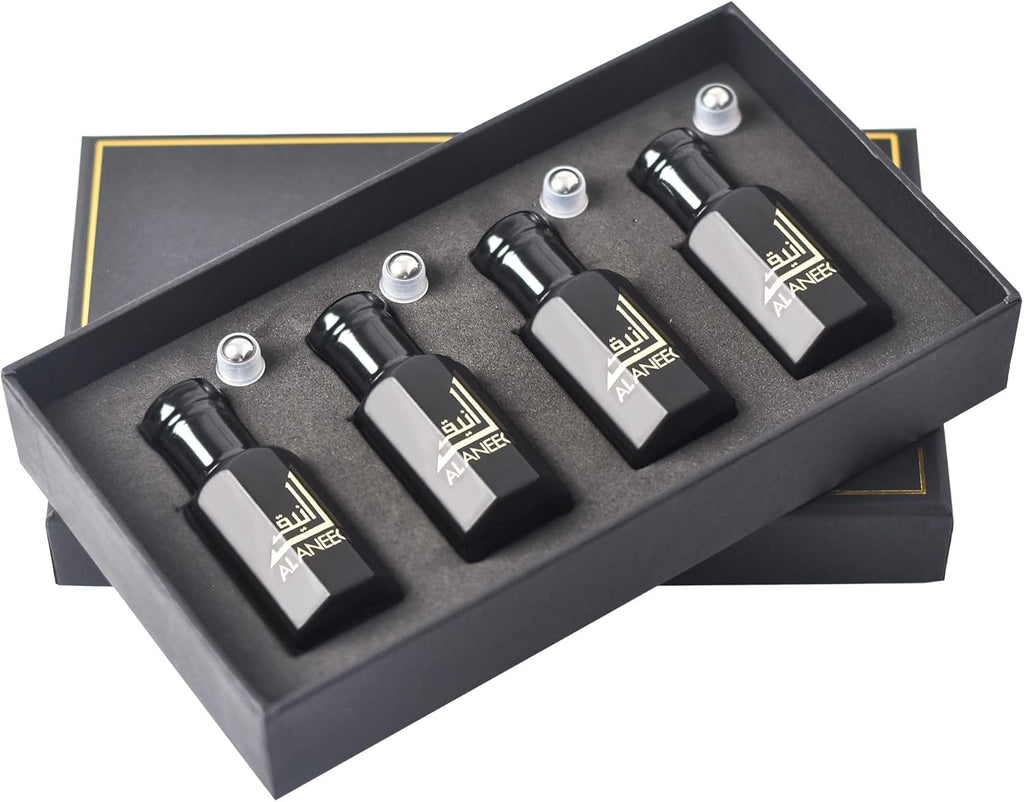 Al Aneeq Luxury Mens Perfume Oil Gift Set, 4 X 12Ml Fine Fragrance for Men