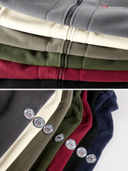 Men's winter fleece warm hooded jacket with thickened multiple pockets, windproof and cold proof jacket