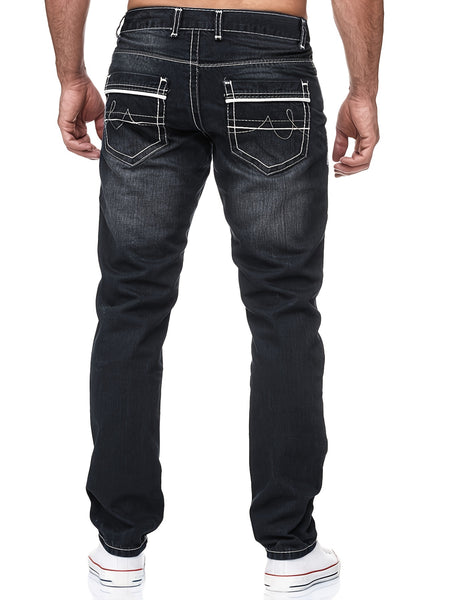 Men's Thick-thread Washed Denim Jeans