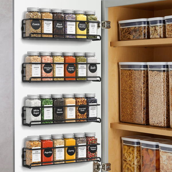 Vinsani 25pcs Glass Spice Jars Set 4oz – Airtight Herb & Spice Storage Bottles with Writable Labels, Dual Shaker Lids & Funnel – Square Empty Jars for Kitchen Cupboard Pantry Organiser
