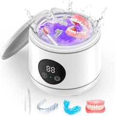 Padonco Ultrasonic Retainer Cleaner, 45Khz Ultrasonic Denture Cleaner Machine with Uv-Light, Portable Ultrasonic Cleaner for Aligner, Mouthguard