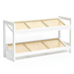 KEPLIN 2/3/4-Tier Bamboo and Rattan Shoe Rack Organizer – Durable, Easy Assembly – Compact Design for Entryway, Closet, or Hallway – Stylish and Functional Storage – Black and Natural