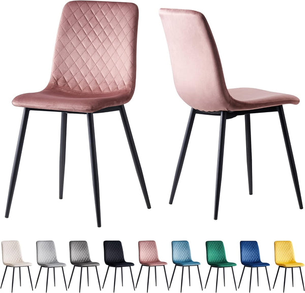 mcc direct Set of 2 Designer Velvet Chairs Fabric Dining Chairs with Metal Legs-Lexi Chairs
