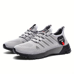 Men'S Breathable Mesh Sneakers - Lightweight Low-Top Training Shoes with EVA Cushioning, & Red Accents for Running, Hiking, Gym & Casual Wear - All-Season Comfort, Hiking Footwear, Sleek Sporty Design, Durable Traction Footwear