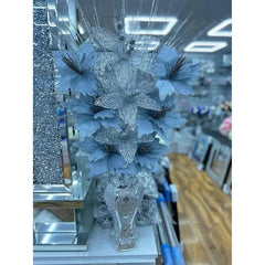 Decorative Artificial Lily Flowers, Silver and White Glitter, Premium Quality Material Silk Blooms, Home Décor 30X15X15CM