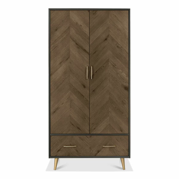 Bentley Designs Sienna Fumed Oak & Peppercorn Double Wardrobe