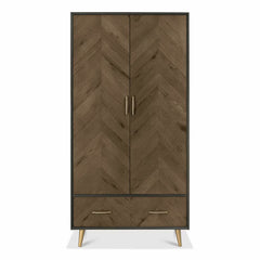 Bentley Designs Sienna Fumed Oak & Peppercorn Double Wardrobe