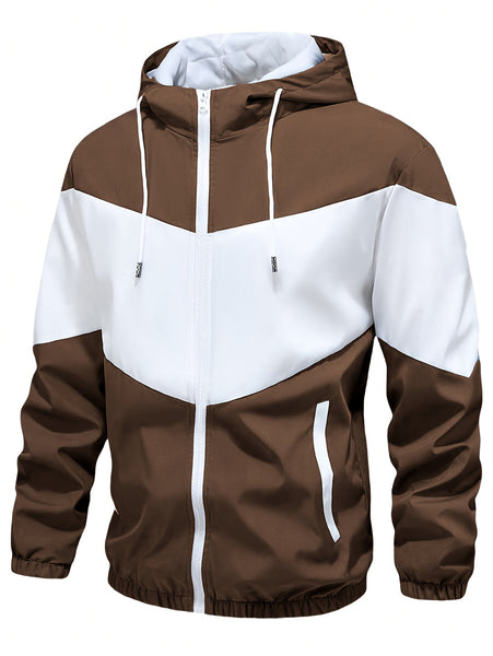 Men'S Casual 2pcs Athletic Set Unisex Couple All-Season Spring Autumn Loose Color-Block Athletic Outfit Hooded Sweater Zip-Up Jacket Long Sleeve Outerwear Long Pants Jogging Trousers Gym Workout Running Outdoor Set Elastic Pants Hoodie Top And Botto