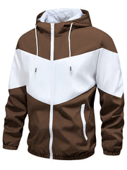 Men'S Casual 2pcs Athletic Set Unisex Couple All-Season Spring Autumn Loose Color-Block Athletic Outfit Hooded Sweater Zip-Up Jacket Long Sleeve Outerwear Long Pants Jogging Trousers Gym Workout Running Outdoor Set Elastic Pants Hoodie Top And Botto