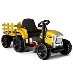 12V Kids Ride on Tractor with Trailer Music and LED Lights