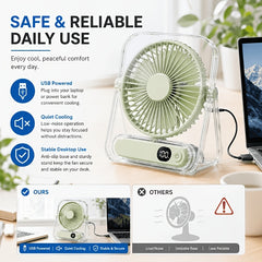 2026 Upgraded USB Desktop Fan with Smart Digital Display And Ultra-Quiet Airflow for Office, Home, Study, And Gift Choice