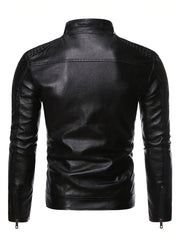 2024 Autumn/Winter Casual Jacket for Men, Stand Collar Trendy New Style Jacket with Faux Pockets, Motorcycle Style Youth Fashion Men's Coat
