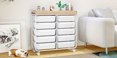 KINGRACK 10 Tier Office Rolling Storage Cart with Large Drawers, Mobile Organizer with Tabletop, Multi-Purpose Utility Cart for Home, Office, And Classroom, Easy to Move with Wheels, Storage Drawer Units