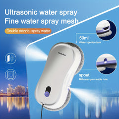 PuRuiKaiM8 Fully Automatic Plug-in Intelligent Window Cleaning Robot (2026 Latest Model) with Automatic Bidirectional Water Spray with Remote Control, 4.5-meter Anti Fall Safety Rope, Including 10 Cleaning Cloths And Spray Bottles