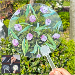 30pcs Elegant Floral Hand Fans, Craft with Plastic Handle, Pink Cherry Blossom And Green Leaves Design for Weddings, Music Festivals, Outdoor Events, Parties
