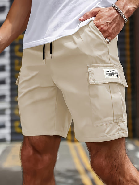 3pcs Men's Casual Cargo Shorts - Mid-Rise Elastic Waist, Multiple Utility Pockets, Loose Fit Durable Fabric for Golf & Outdoor Activities (Black, Beige, Light Gray, Dark Gray), Active Clothing | Relaxed Style | Flexible Comfort